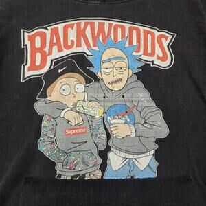 Rick & Morty Backwoods Distressed Hoodie Mens Small Streetwear Hip Hop Classic